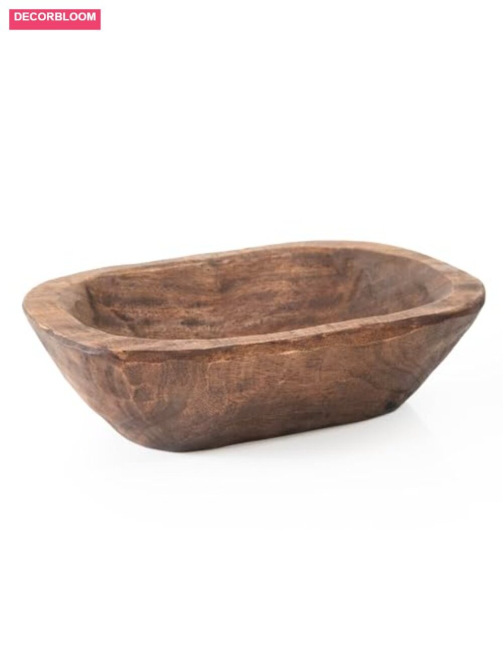 Mango Wood Rectangular Decorative Bowl 10 Inch Handcrafted Rustic Centerpiece
